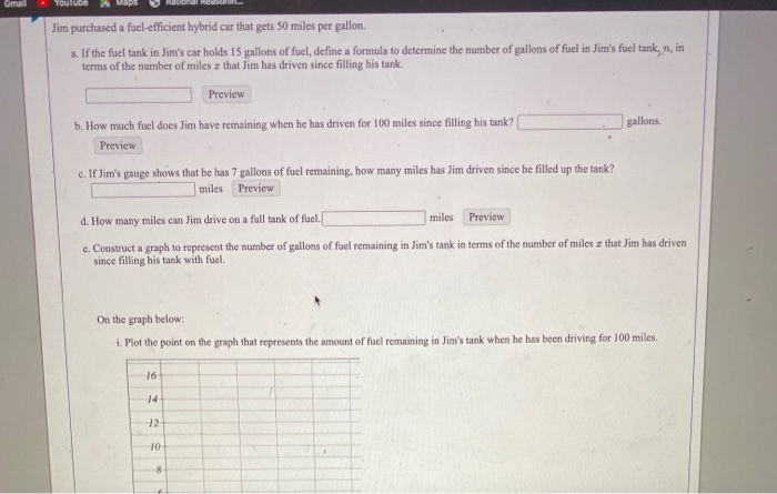 Gmail Youtube Jim Purchased A Fuel Efficient Hybrid Chegg Com
