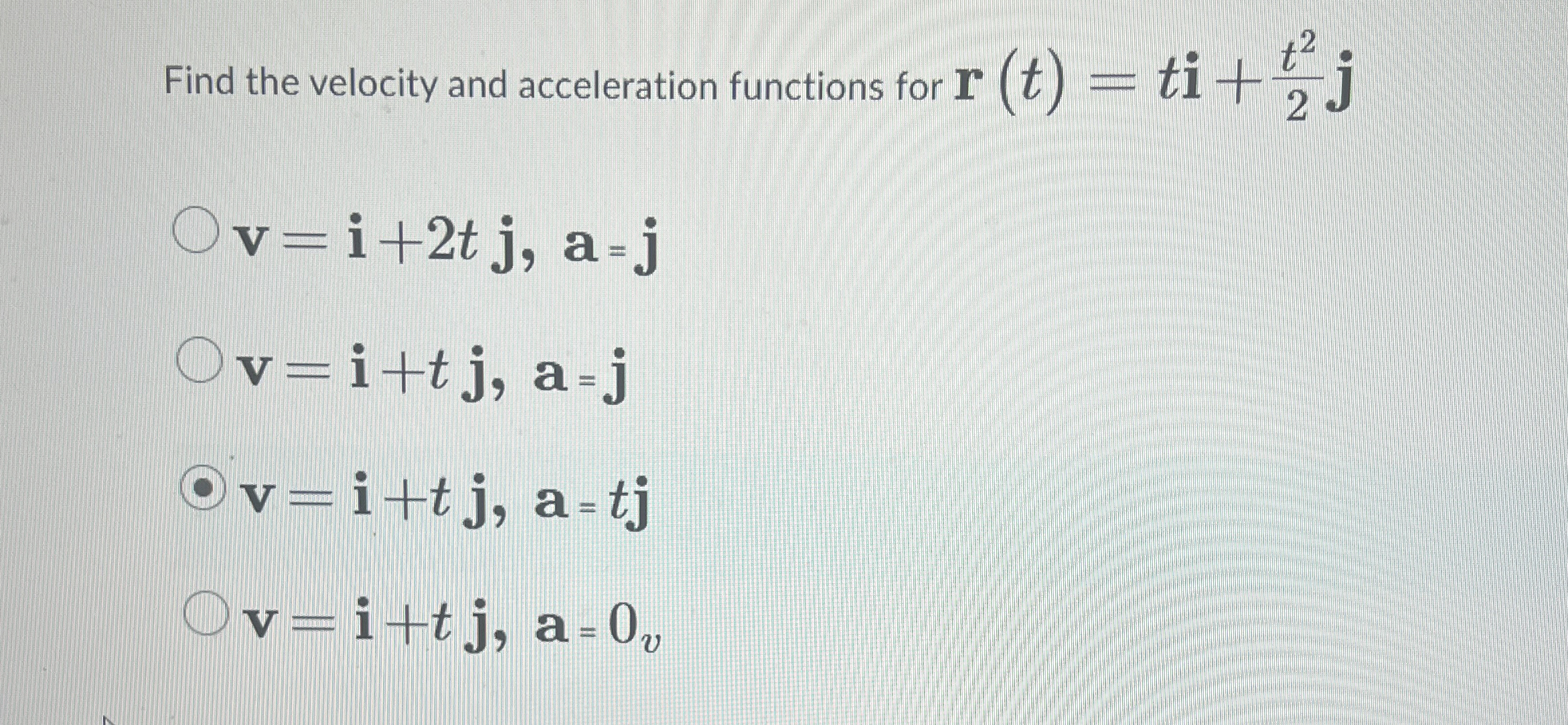 Solved Find the velocity and acceleration functions for | Chegg.com