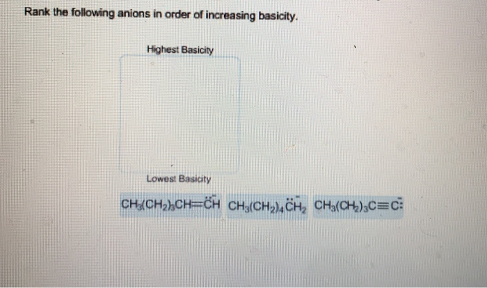 Solved Rank the following anions in order of increasing | Chegg.com