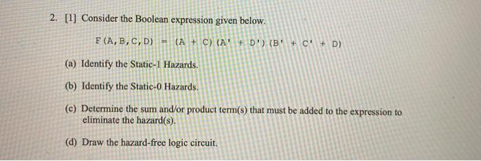 Solved 2. [1] Consider the Boolean expression given below. | Chegg.com