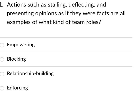 Solved Actions such as stalling, deflecting, andpresenting | Chegg.com