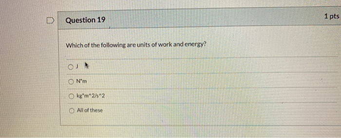 Solved Question 19 1 pts Which of the following are units of | Chegg.com