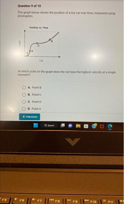Solved The graph below shows the position of a toy car over | Chegg.com