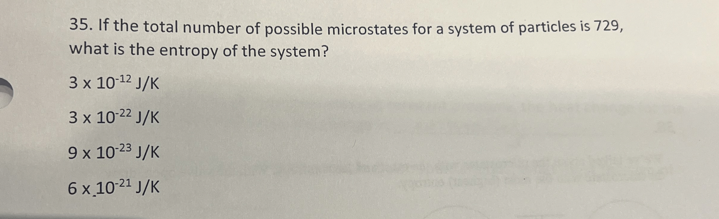 If the total number of possible microstates for a | Chegg.com
