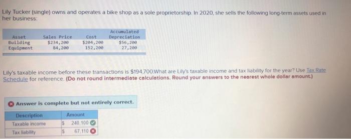 Solved Lily Tucker (single) owns and operates a bike shop as | Chegg.com