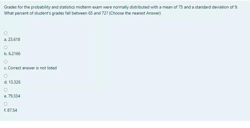 Solved Grades For The Probability And Statistics Midterm | Chegg.com