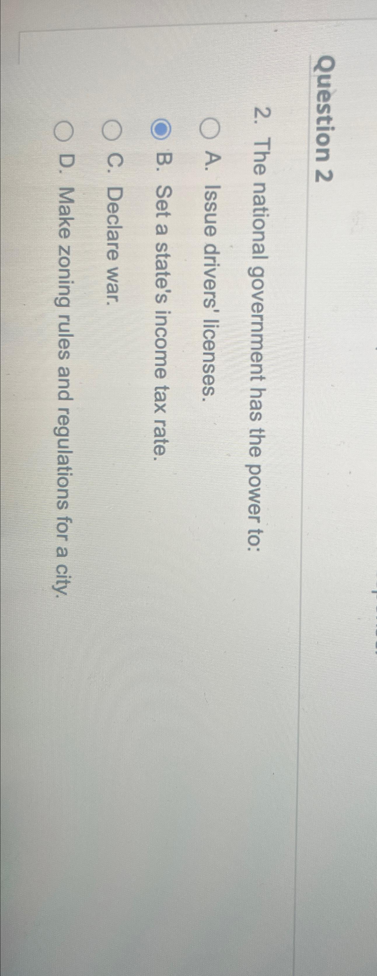 Solved Question 22. ﻿The national government has the power | Chegg.com