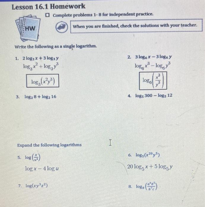 homework and practice 8 1 answers