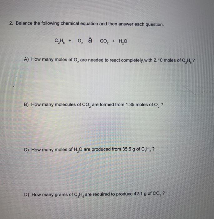 Solved 1 Balance The Given Chemical Equation Use The Ba Chegg Com