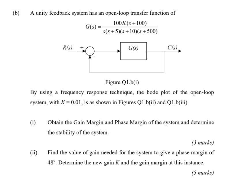 (b) A unity feedback system has an open-loop transfer | Chegg.com