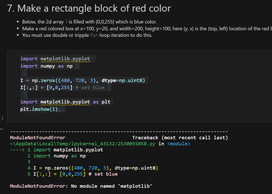 Solved 7. Make a rectangle block of red color • Below, the | Chegg.com