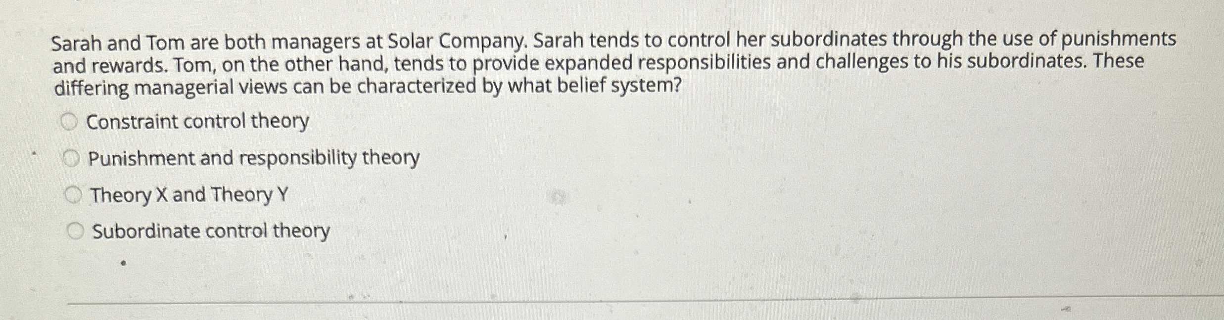 Solved Sarah and Tom are both managers at Solar Company. | Chegg.com