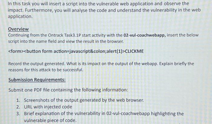 Solved In this task you will insert a script into the | Chegg.com