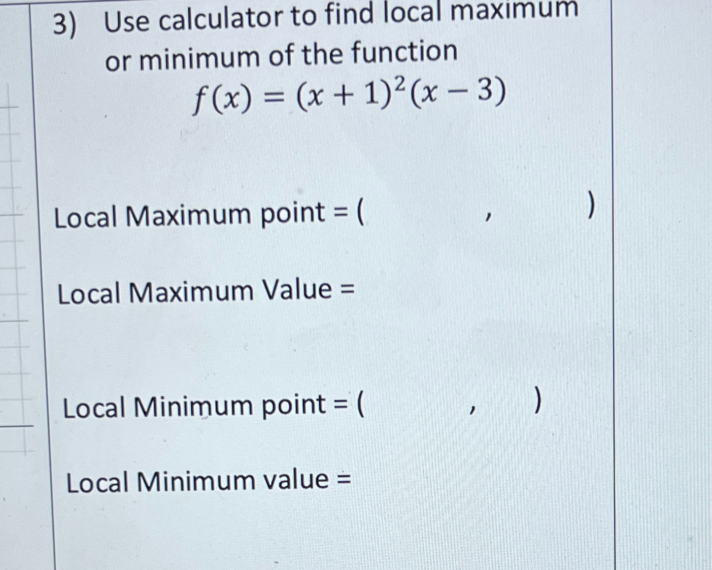 find local maximum of function calculator