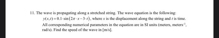 Solved 11. The wave is propagating along a stretched string. | Chegg.com