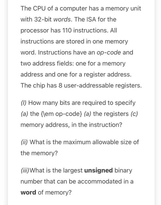 solved-the-cpu-of-a-computer-has-a-memory-unit-with-32-b