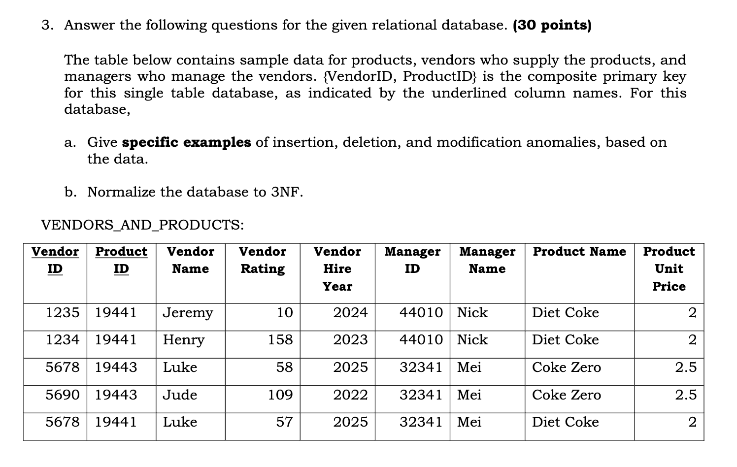 Solved 3. ﻿Answer the following questions for the given | Chegg.com