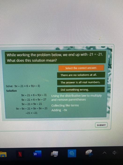 Solved While working the problem below, we end up with -21 = | Chegg.com