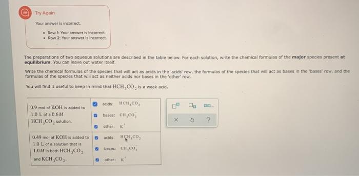 Solved Try Again Your answer is incorrect Row t Your Chegg