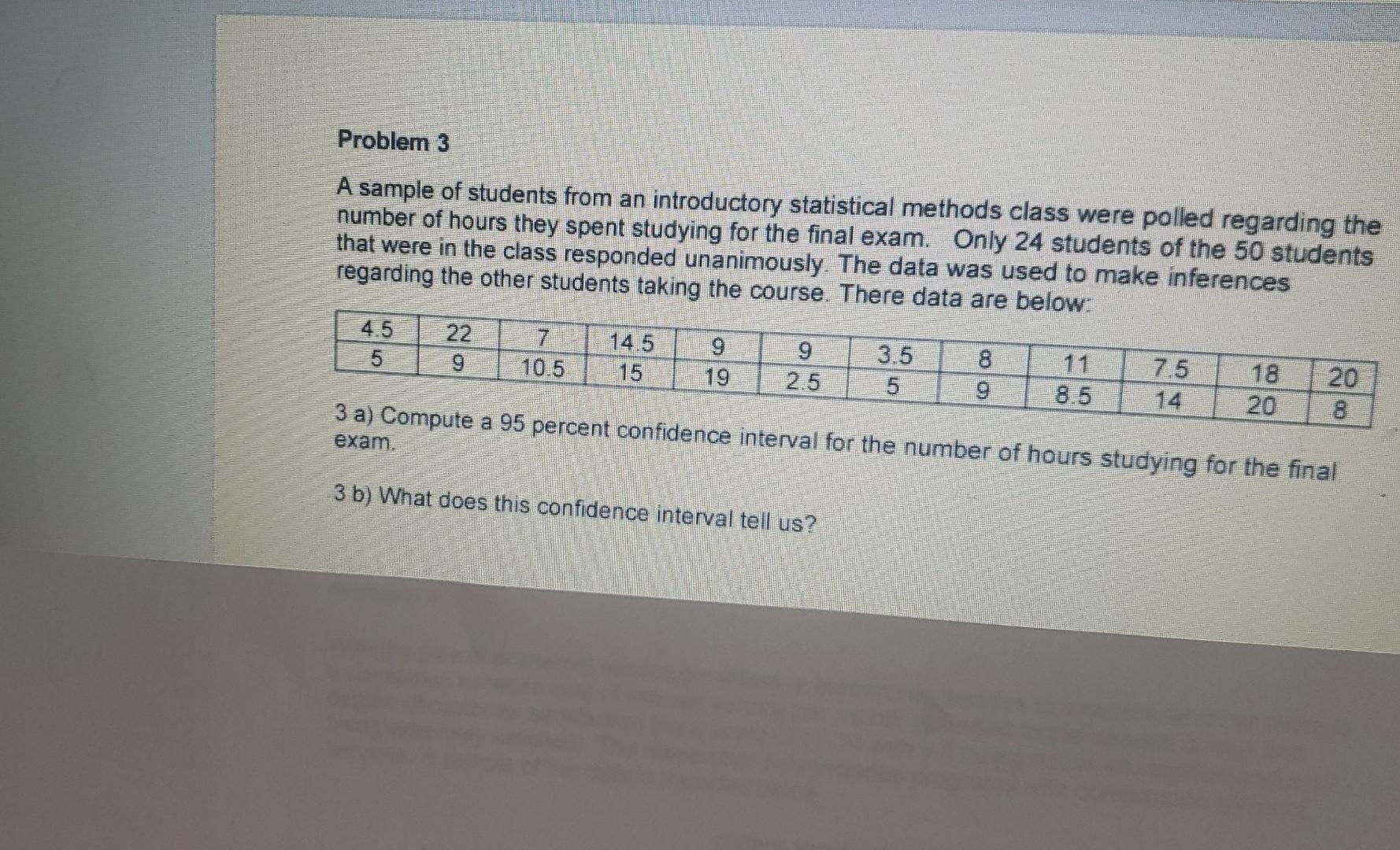 Solved Problem 3 A sample of students from an introductory | Chegg.com