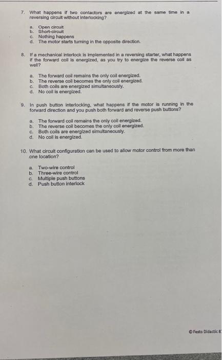 Solved b. 7. What happens if two contactors are energized at