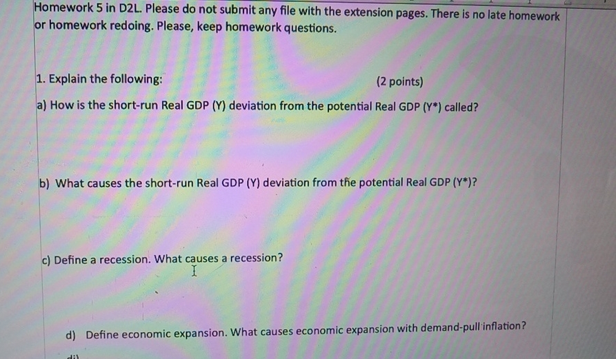 Solved Homework 5 ﻿in D2L. ﻿Please do not submit any file | Chegg.com