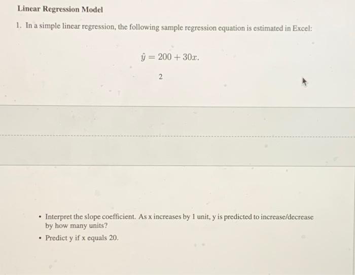 Solved Linear Regression Model 1. In a simple linear | Chegg.com