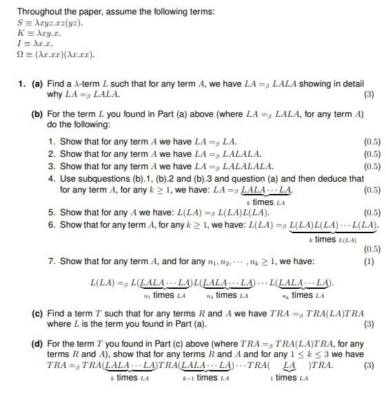 Throughout the paper, assume the following terms: S = | Chegg.com