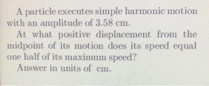 Solved A Particle Executes Simple Harmonic Motion With An