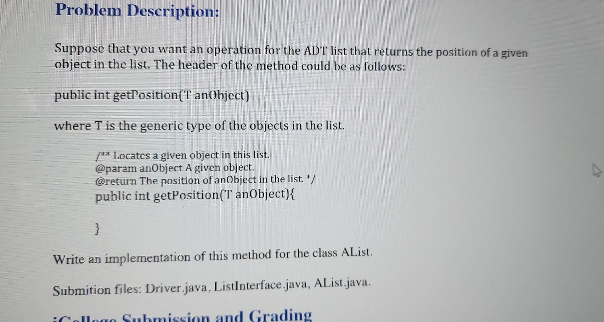 Solved Suppose that you want an operation for the ADT list | Chegg.com