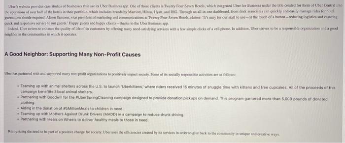 Solved Background and Growth - July 2012: Uber riders can | Chegg.com