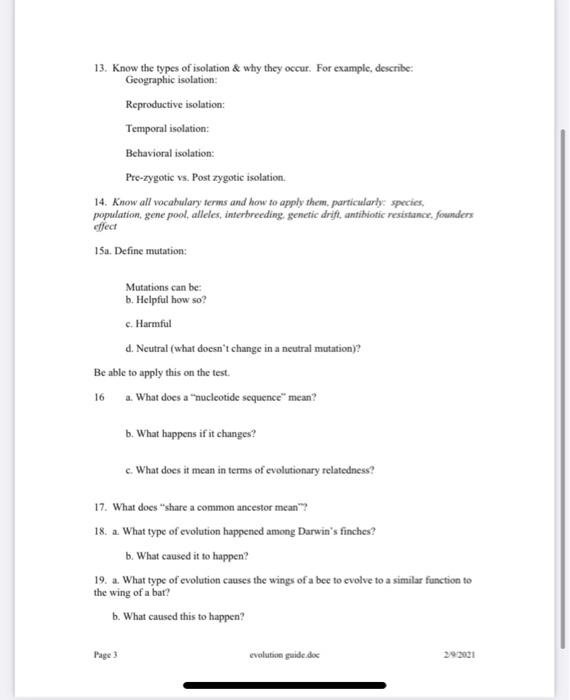 Solved 13. Know the types of isolation &amp; why they occur. For 