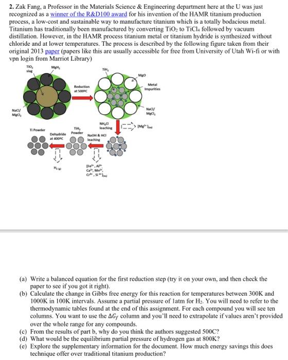 Solved 2. Zak Fang, a Professor in the Materials Science \& | Chegg.com