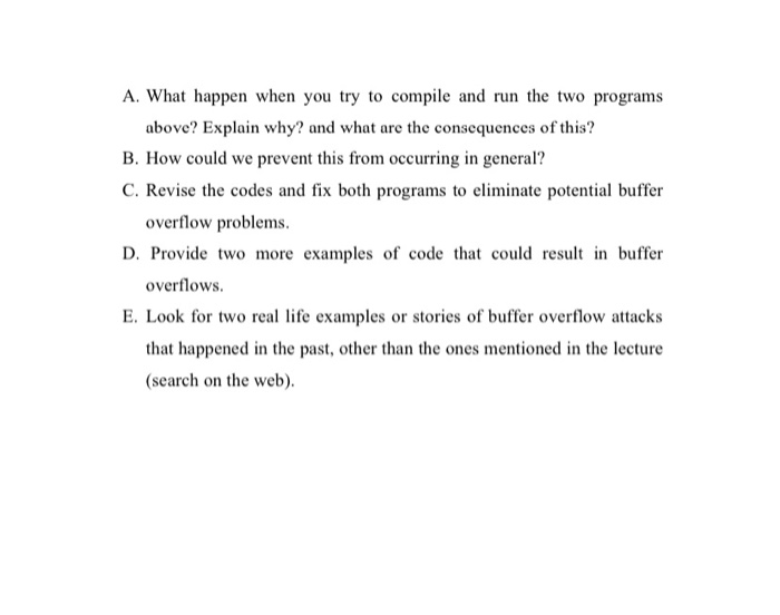Solved A. What happen when you try to compile and run the | Chegg.com