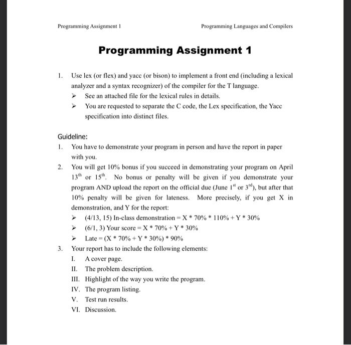 programming language assignment