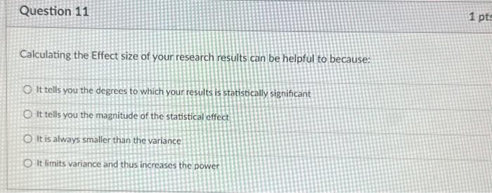 Solved Calculating The Effect Size Of Your Research Results | Chegg.com