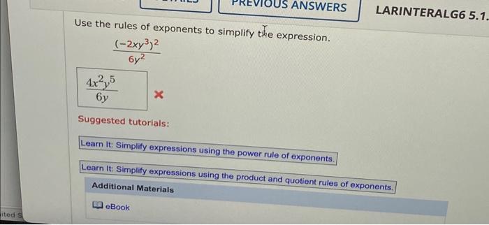 Solved Use the rules of exponents to simplify the | Chegg.com