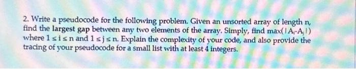 Solved 2. Write a pseudocode for the following problem. | Chegg.com