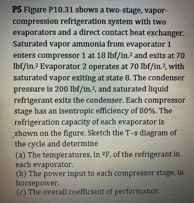 Solved P5 Figure P10.31 Shows A Two-stage, Vapor- | Chegg.com