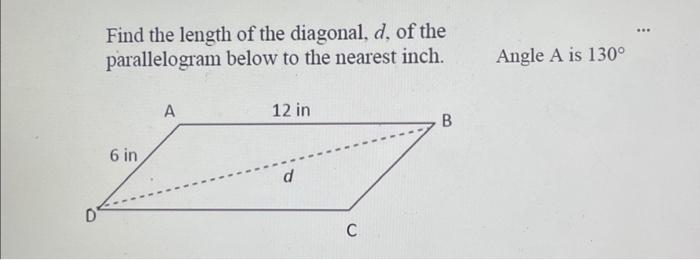 Solved Find the length of the diagonal d of the | Chegg.com