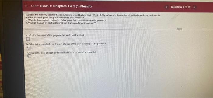 Solved Question 8 of 22 = Quiz: Exam 1: Chapters 1 & 2 (1 | Chegg.com
