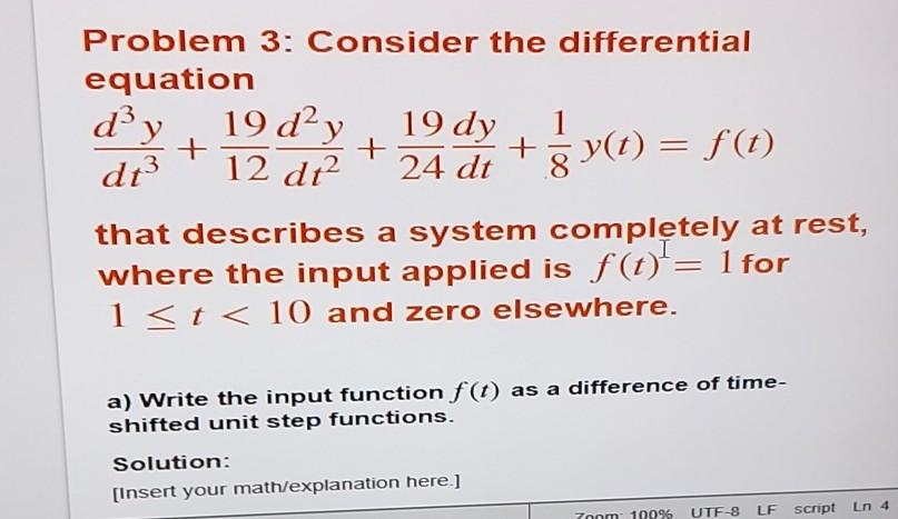 Solved Problem 3: Consider the differential equation | Chegg.com