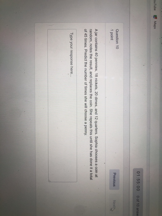Solved 1.56:42 Question 2 1 point Previous In a survey of | Chegg.com