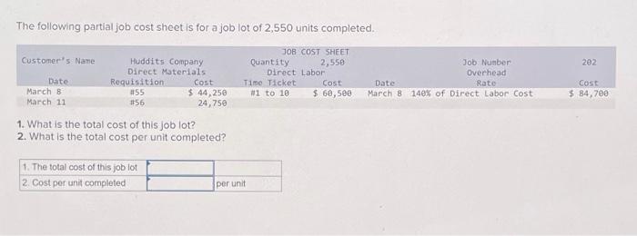 solved-the-following-partial-job-cost-sheet-is-for-a-job-lot-chegg