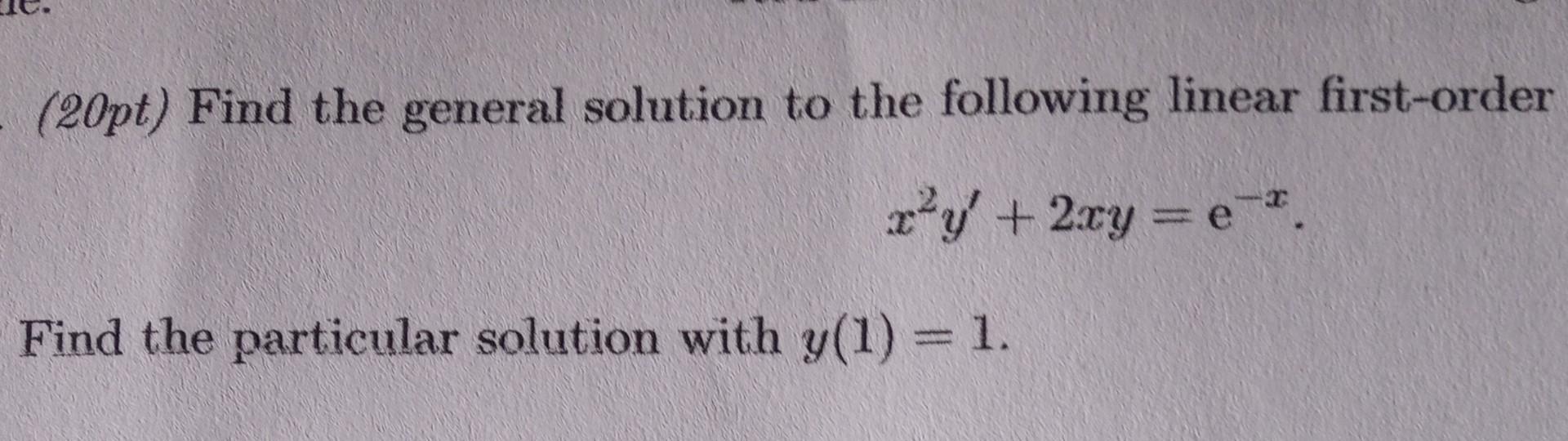 Solved Find The General Solution For The 2nd Linear ODE | Chegg.com