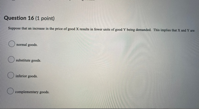 Solved suppose that an increase in the price of good X | Chegg.com