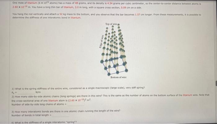 Solved One mole of btanium (6×1023 atoms ) has a mass of 48 | Chegg.com