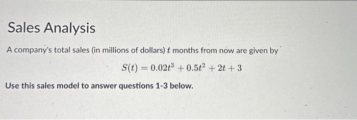 Solved Sales Analysis A Company's Total Sales (in Millions | Chegg.com