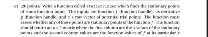 Solved (e) (20 points) Write a function called stationFinder | Chegg.com