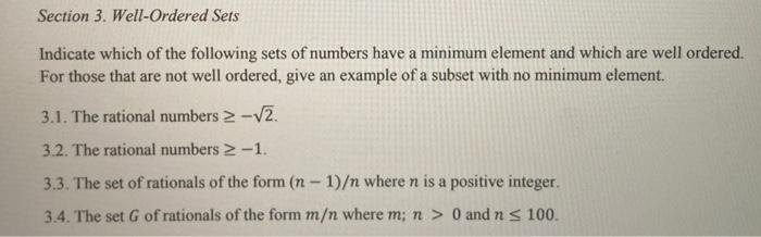 Solved Section 3. Well-Ordered Sets Indicate Which Of The | Chegg.com